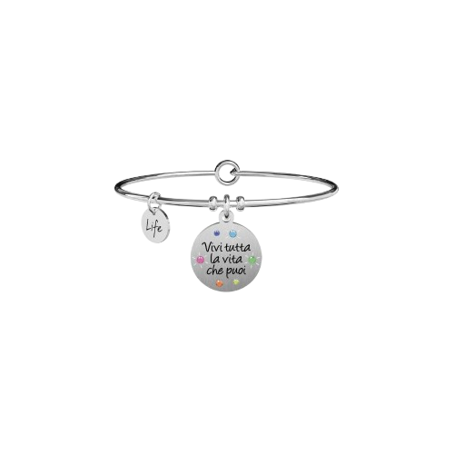Bracciale in Acciaio Donna Kidult Vivi tutta la vita che puoi-Kaidara Gioielli