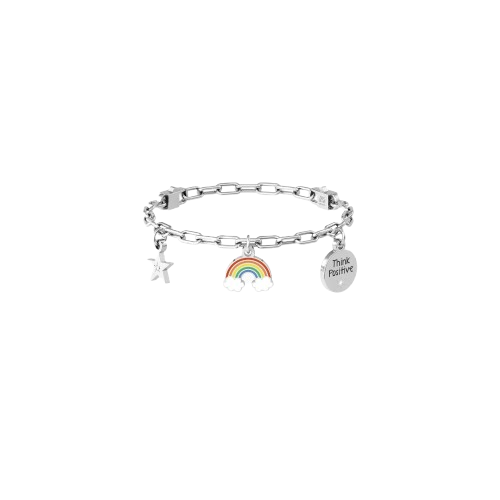 Bracciale in Acciaio Donna Kidult Arcobaleno Think Positive-Kaidara Gioielli