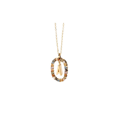 Collana in Argento Placcato Oro Donna Pdpaola Lettera A-Kaidara Gioielli