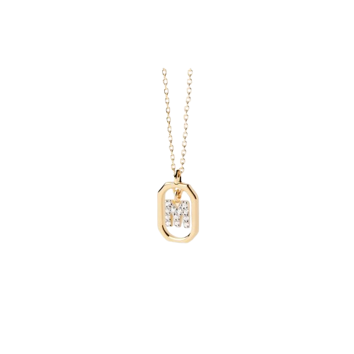 Collana in Argento Placcato Oro Donna Pdpaola Lettera M Mini-Kaidara Gioielli