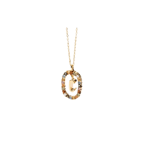 Collana in Argento Placcato Oro Donna Pdpaola Lettera C-Kaidara Gioielli