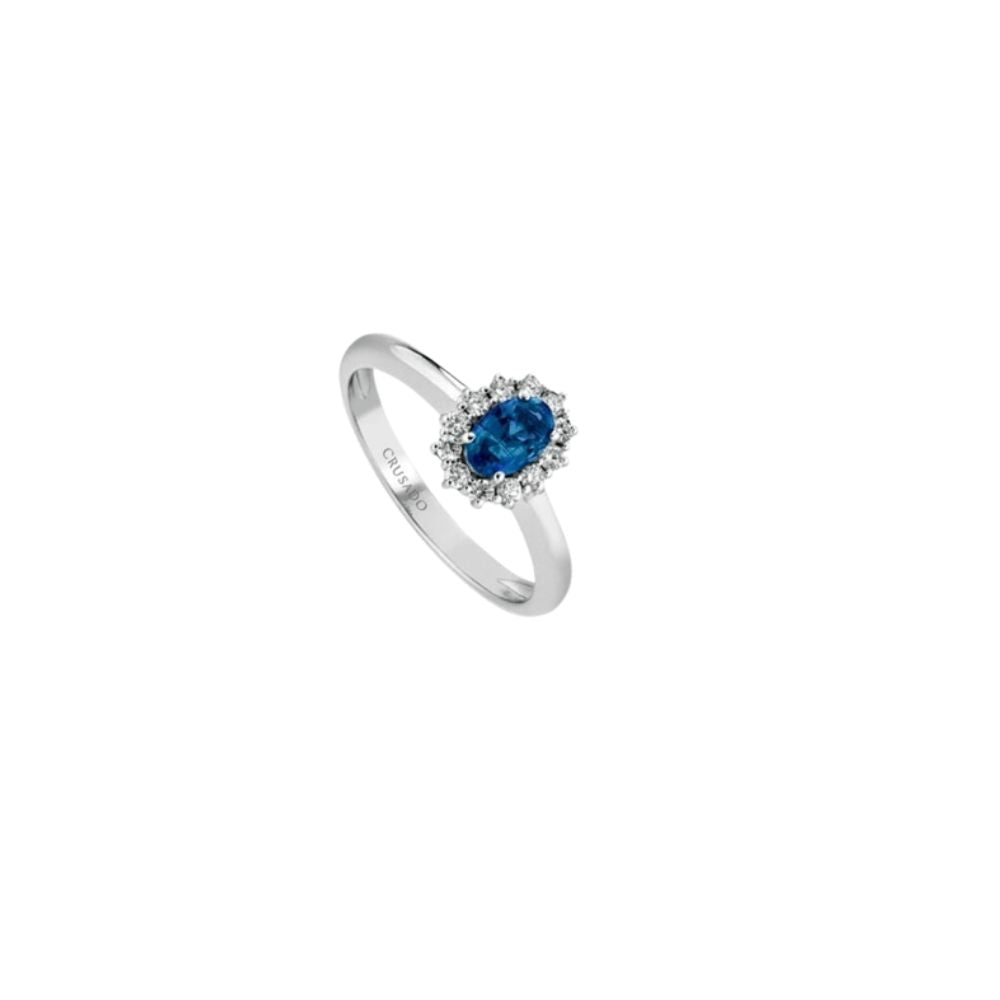 Anello in Oro Donna Crusado Collezione Tropea Con Diamanti e Zaffiro-Kaidara Gioielli