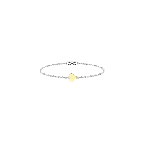 Bracciale in Acciaio e Oro 9 kt Unisex con Cuore-Kaidara Gioielli