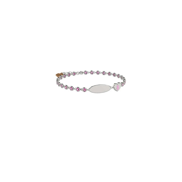 Bracciale in Argento Bimba Nanan Rosa con Targhetta-Kaidara Gioielli