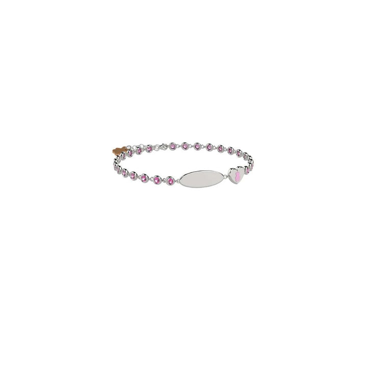 Bracciale in Argento Bimba Nanan Rosa con Targhetta-Kaidara Gioielli