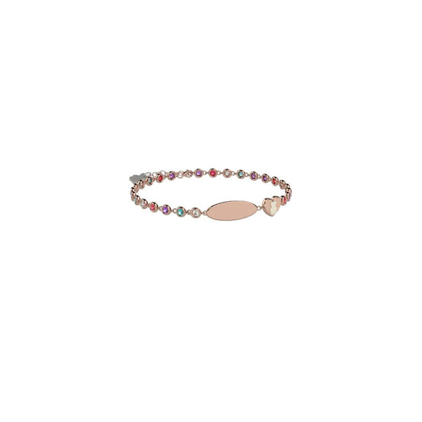 Bracciale in Argento Bimba Nanan Multicolor e Targhetta-Kaidara Gioielli