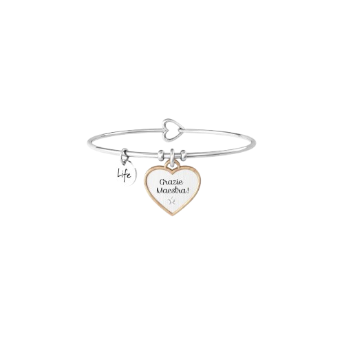 Bracciale in Acciaio Donna Kidult Cuore Grazie Maestra-Kaidara Gioielli