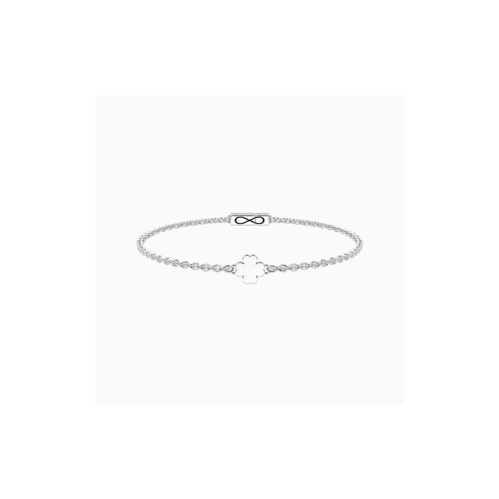 Bracciale in acciaio Unisex Infinity con Quadrifoglio-Kaidara Gioielli