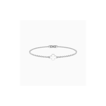 Bracciale in acciaio Unisex Infinity con Quadrifoglio-Kaidara Gioielli