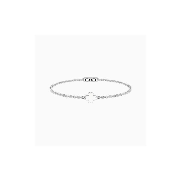 Bracciale in acciaio Unisex Infinity con Quadrifoglio-Kaidara Gioielli