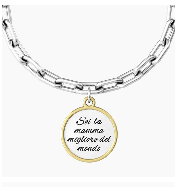 Bracciale in Acciaio Donna Kidult Cuore Mamma migliore del mondo-Kaidara Gioielli
