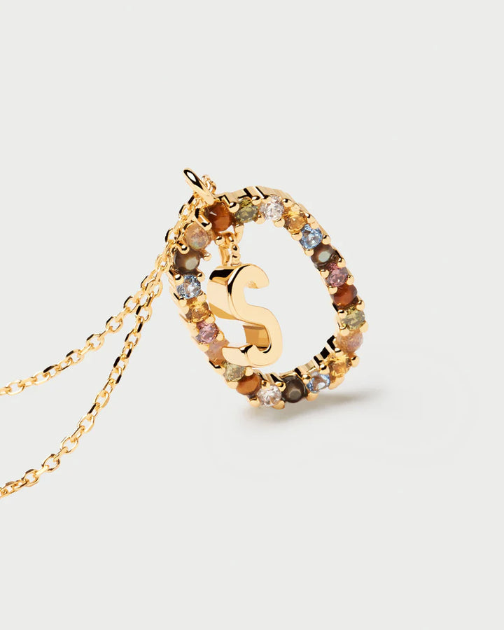 Collana in Argento Placcato Oro Donna Pdpaola Lettera S-Kaidara Gioielli