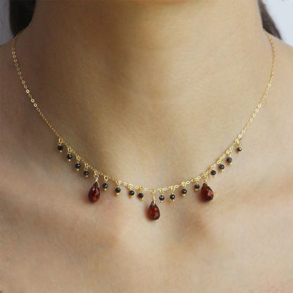 Collana in Argento Donna Maman et Sophie Frange Spinelli e Granati-Kaidara Gioielli