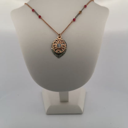 Collana in Argento Donna Sacramore Firenze  Rosone Con Onice Centrale